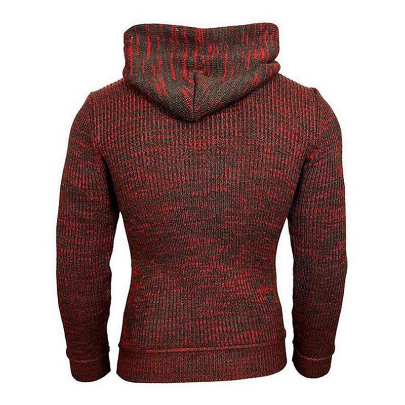 Men's Casual Hooded Long-Sleeved Pullover Knitted Hoodie 17002971M