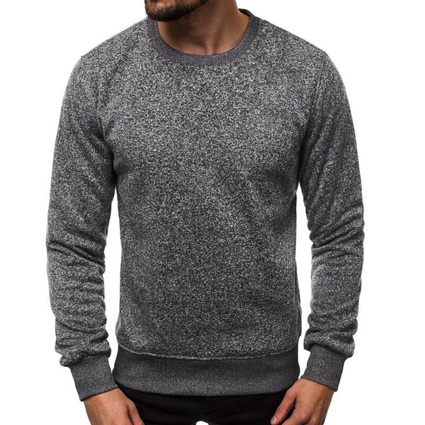 Men's Round Neck Pure Color Slim Fit Pullover Sports Sweatshirt 88534752X