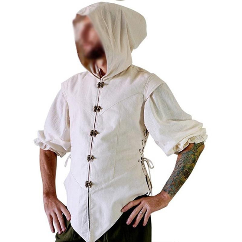 Men's Vintage Slim 3/4 Sleeve Hooded Shirt 28066568M