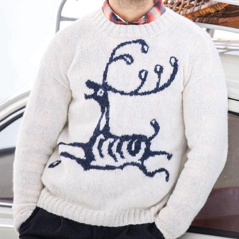Men's Printed Crewneck Pullover Knit Sweater Jacket 61552922X