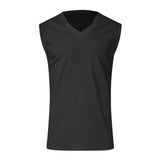 Men's Cotton and Linen Solid Color Sleeveless Round Neck Vest Top 67900580X