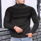 Men's Vintage Patchwork Turtleneck Sweater 10747922M