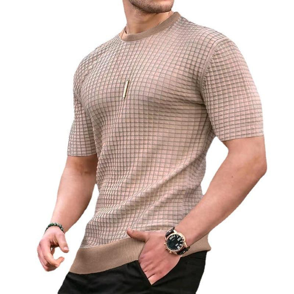 Men's Casual Round Neck Waffle T-Shirt 29739560M