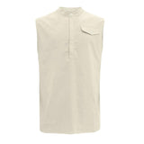 Men's Solid Color Cotton and Linen Beach Style Tank Top 40753714X