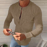 Men's Casual Round Neck Long Sleeved Shirt 88986472M