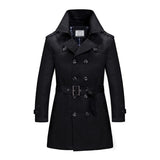 Men's Classic Lapel Double Breasted Mid Length Trench Coat 61643483M