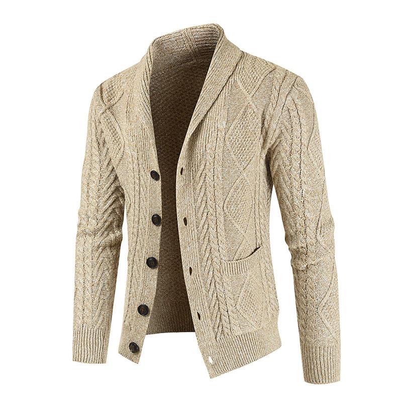 Men's Vintage Jacquard Thick Knit Cardigan 45801692M