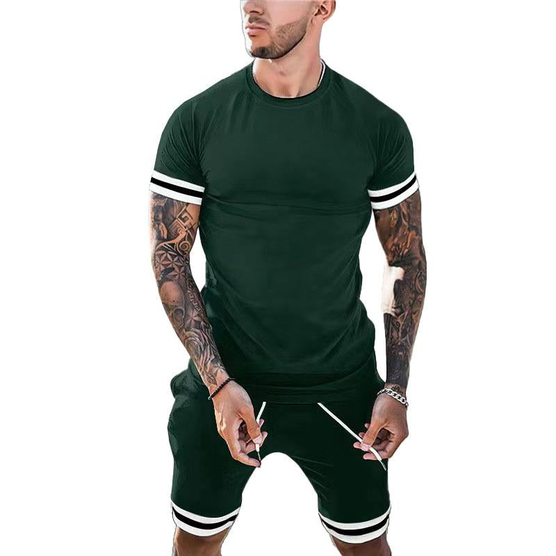 Men's Sports Casual Short Sleeve Shorts Set 46838955M