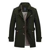 Men's Casual Washed Cotton Jacket Mid Length Trench Coat 33249858M