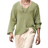 Men's Solid Color V-Neck Sweater Knitwear 23920508X