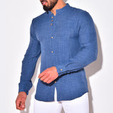 Men's Casual Cotton Linen Long Sleeve Shirt 89500967Y