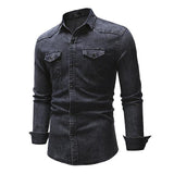 Mens Slim Casual Denim Shirt 10761350M Dark Gray / M Shirts & Tops