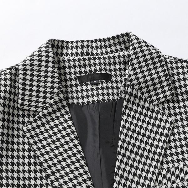 Men's Houndstooth Lapel One Button Casual Blazer 48053906M