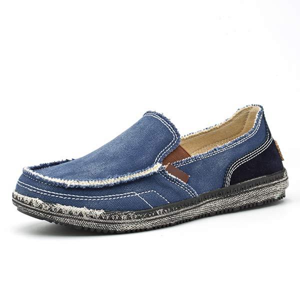 Mens Washed Denim Canvas Slip-On Shoes 59975887 Blue / 6.5 Shoes