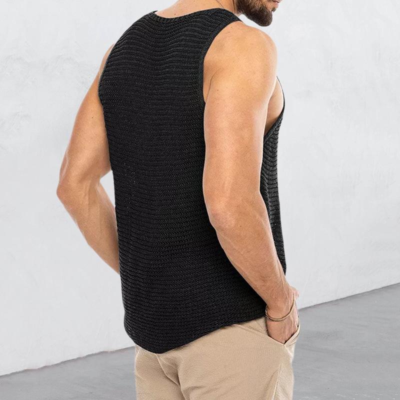 Men's Casual Loose Breathable Sleeveless Knitted Tank Top 35014523M