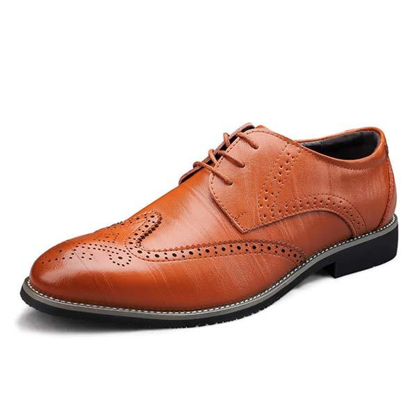 Mens Brogue Formal Leather Shoes 03039665 Yellow / 6 Shoes