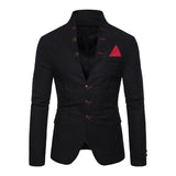 Men's Solid Color Multi-button Decorated Stand Collar Thin Blazer 41842490Y