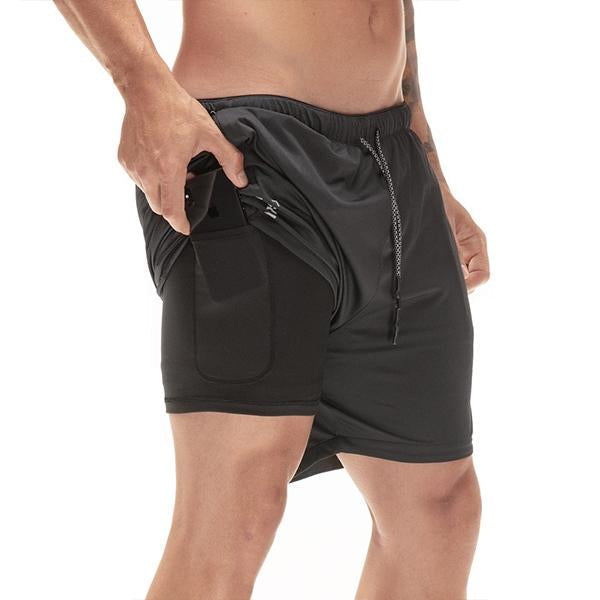 Mens Double Layer Quick Dry Shorts 50261420M Black / M