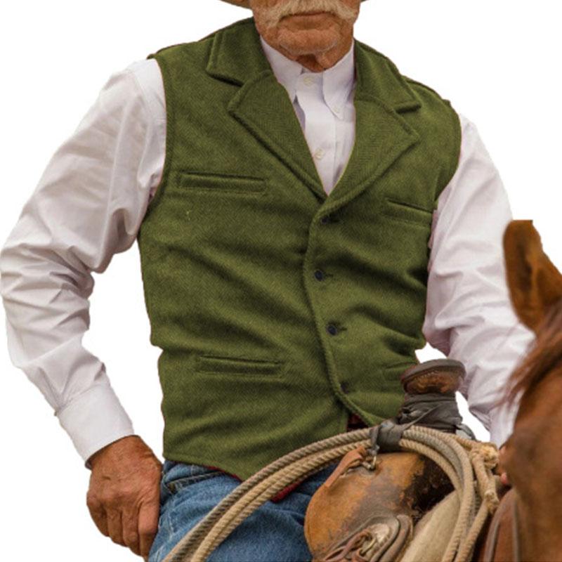 Men's Vintage Slim Herringbone Suit Vest 18604370M