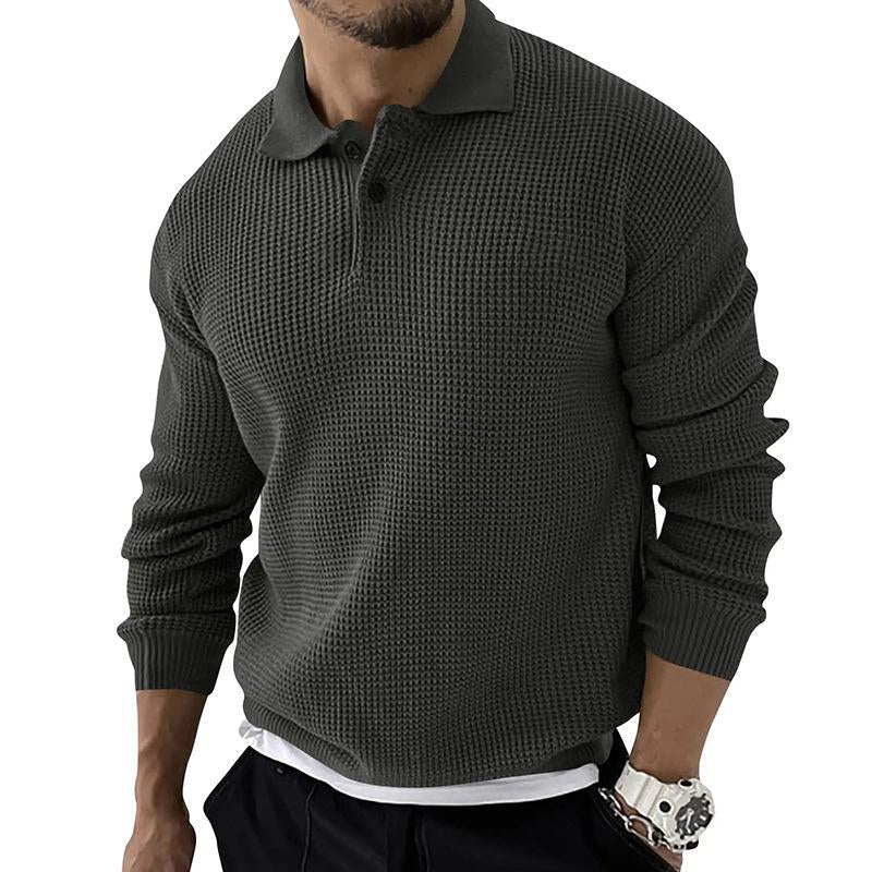 Men's Lapel Knit Button Pullover Sweater 68765777X