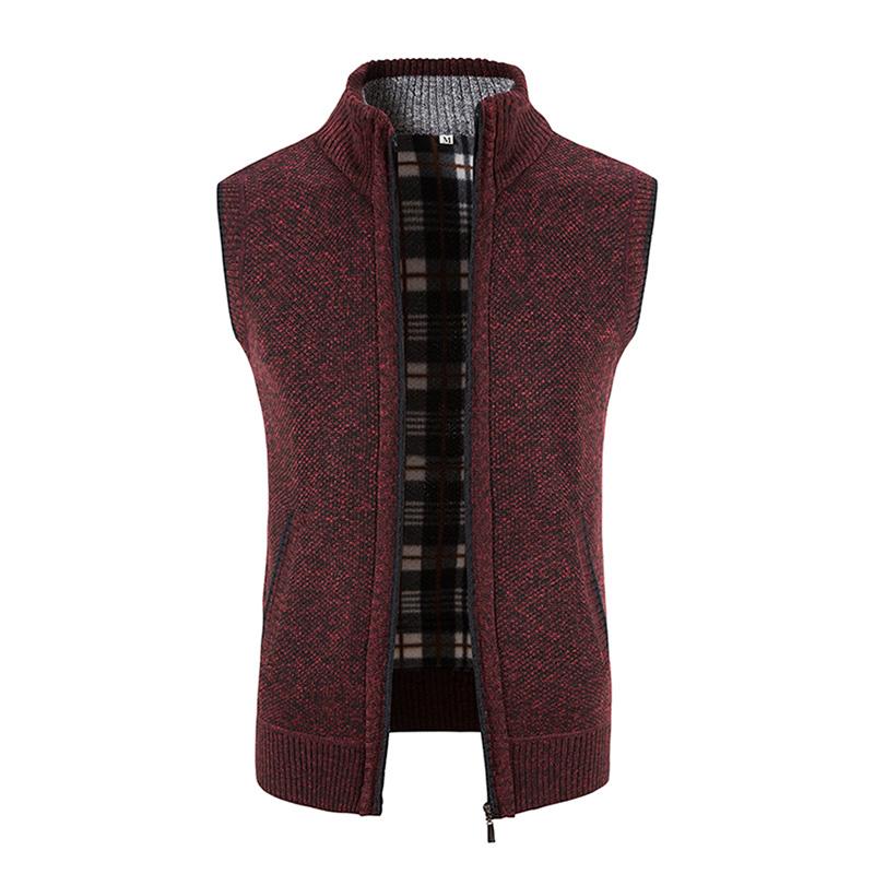 Men's Casual Stand Collar Zipper Knitted Vest 07947834M