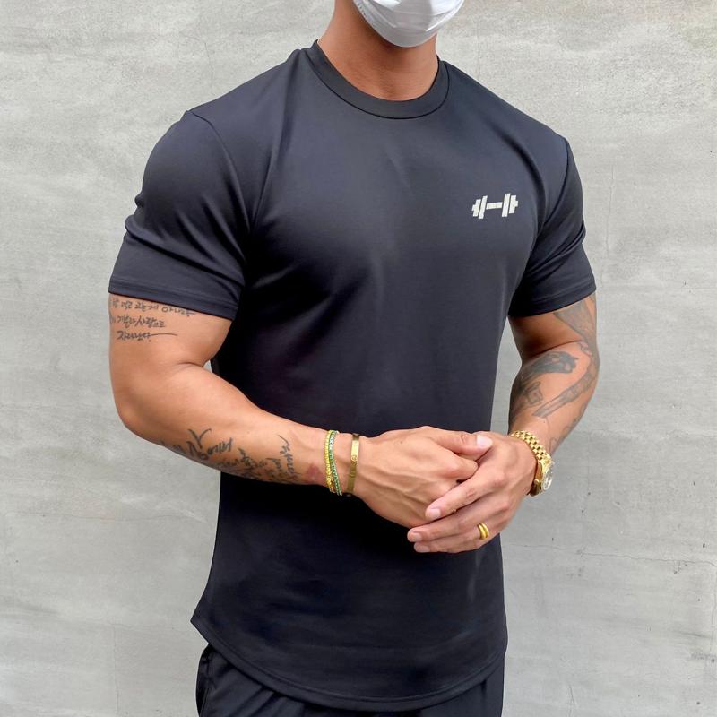 Men's Round Neck Solid Color Sports T-Shirt 21334021X