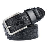 Cowhide Engraved Craft Belt 86879097M Black / 105Cm Belts