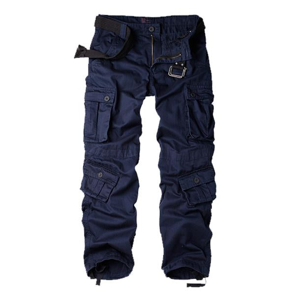 Outdoor Multi-Pocket Loose Cargo Pants (Without Belt) Blue / S Pants