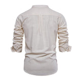 Men's Casual Slim Embroidered Long Sleeve Shirt 41971313M