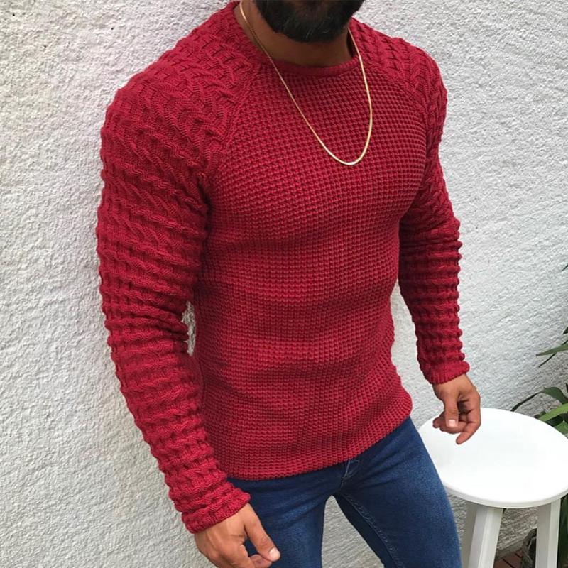 Men's Solid Color Long Sleeve Round Neck Pullover 82433300X