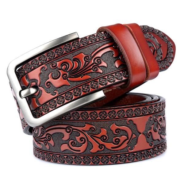 Cowhide Engraved Craft Belt 86879097M Brown / 105Cm Belts
