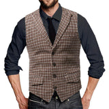 Men's Vintage Plaid Suit Vest 96369576Y