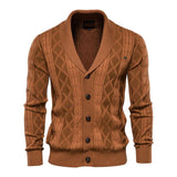 Men's V-Neck Long Sleeve Thick Knit Sweater Jacket 32951109M