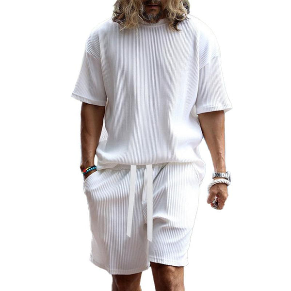 Men's Casual Vacation Loose Short-sleeved Shorts Set 30994734M