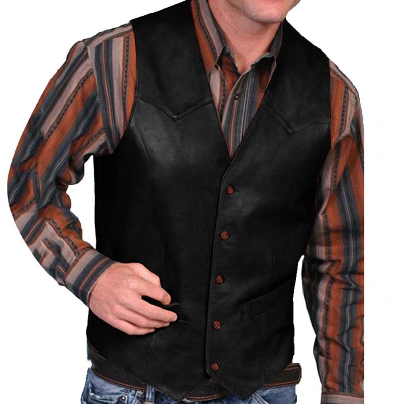 Men's Western Vintage Leather Vest 41857007Y