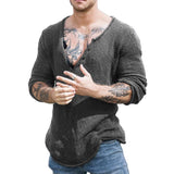 Men's Casual V Neck Long Sleeve Knitted Sweater 30697065M