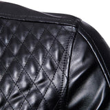 Men's Vintage Stand Collar Zip Leather Jacket 29376688M