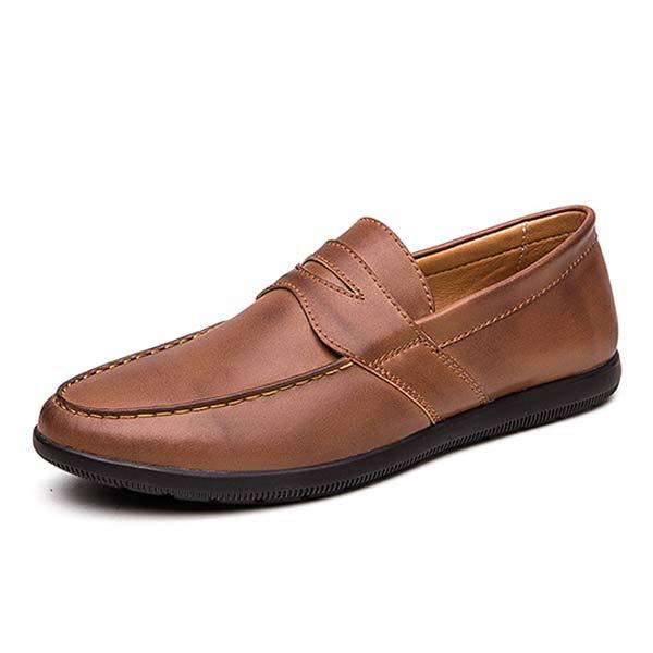 Mens Handmade Leather Loafers 92946832 Brown / 6 Shoes