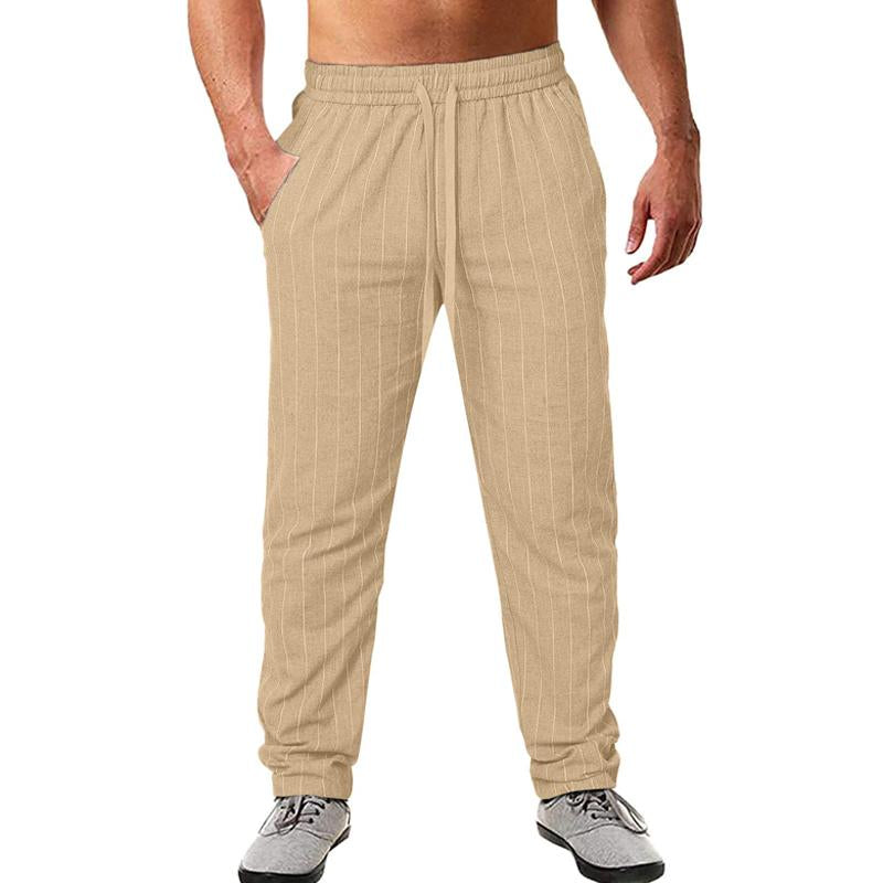 Men's Casual Striped Drawstring Trousers 65701937Y