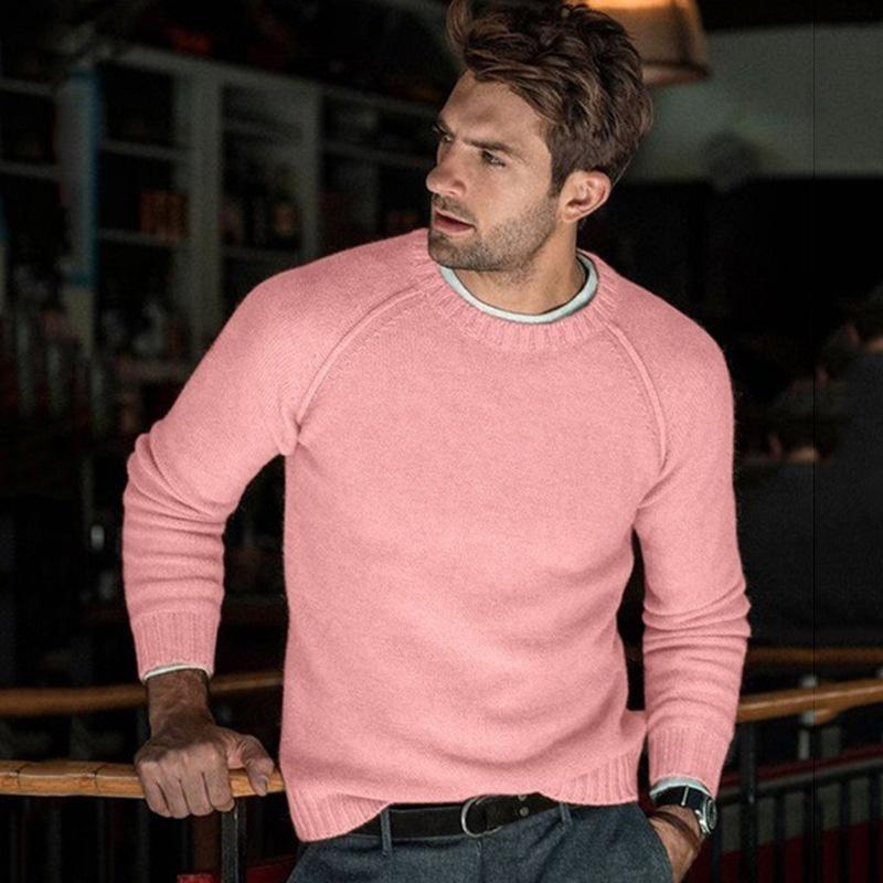 Maglione pullover in maglia con scollo rotondo tinta unita da uomo 85798282X