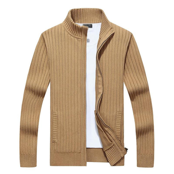 Men's Casual Stand Collar ZIpper Cotton Knit Jacket 46389690M