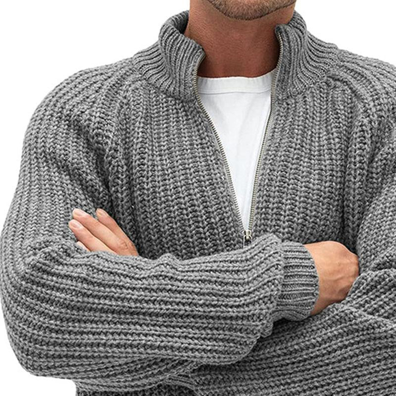 Men's Casual Zip Turtleneck Knit Cardigan 64602251M