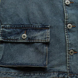 Mens Vintage Washed Patch Pocket Loose Denim Vest 97616243M Vests