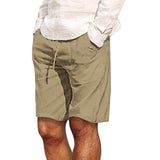 Men's Casual Solid Color Cotton And Linen Shorts 04767550Y