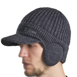 Men'S Solid Color Warm Ear Protection Knitted Cap 20835503Y