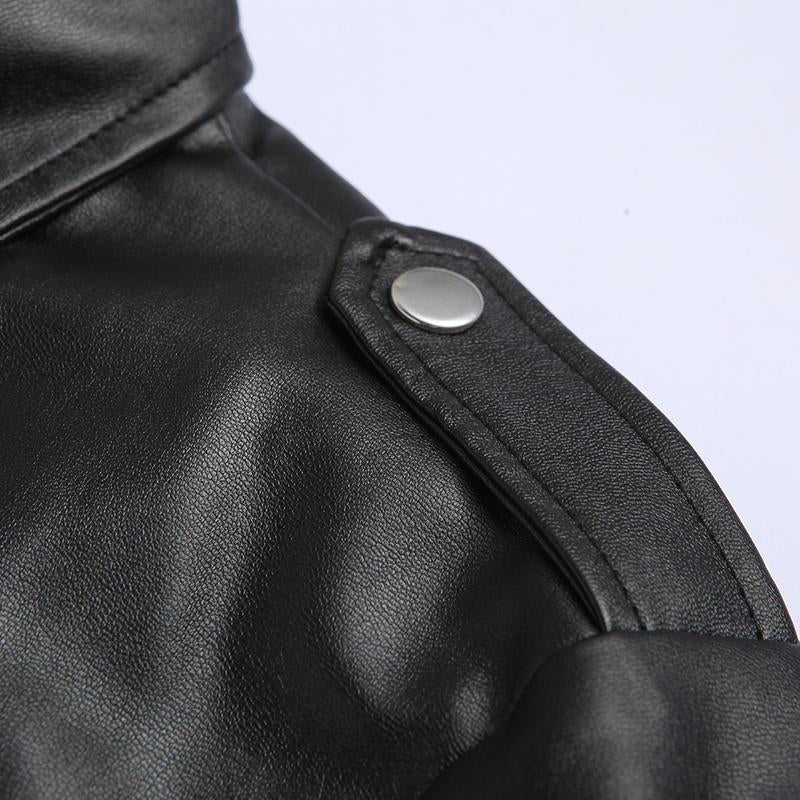 Men's Vintage Biker Slim Lapel Diagonal Zipper Leather Jacket 96439588M
