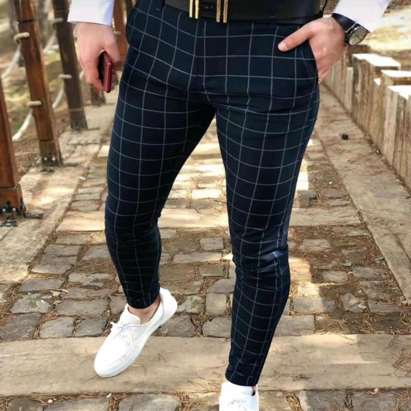 Men's Plaid Stripe Pencil Pants 90410675X