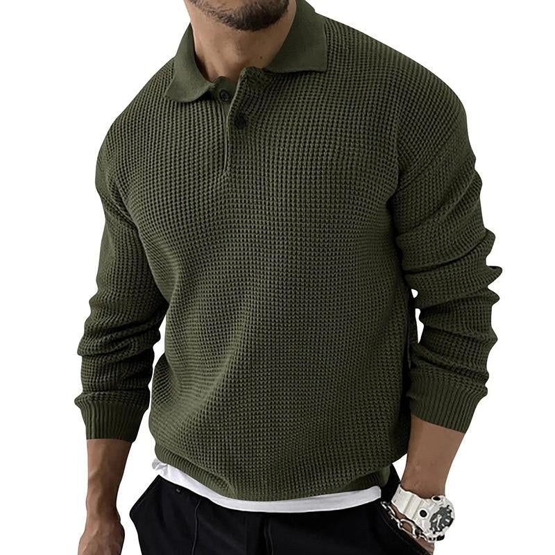 Men's Lapel Knit Button Pullover Sweater 68765777X