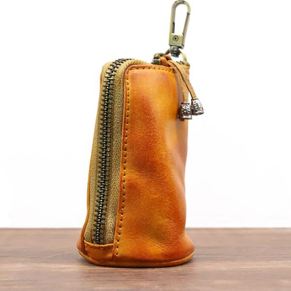 Vintage Cowhide Waist Key Bag 03475626M Khaki Keychains