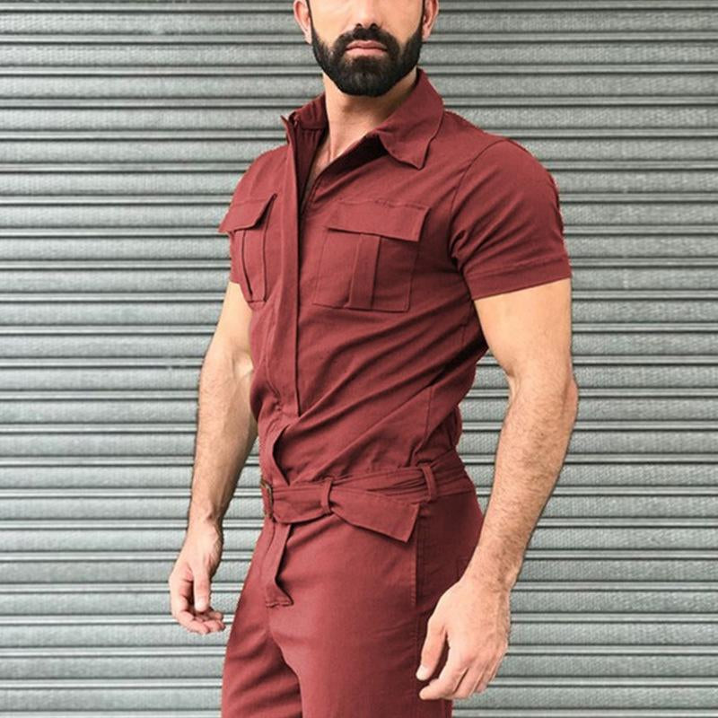 Men's Workwear Solid Color Jumpsuit 85674394X